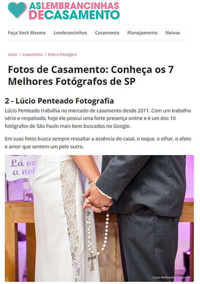 Melhores fotógrafos de acordo com o site As Lembrancinhas de Casamento